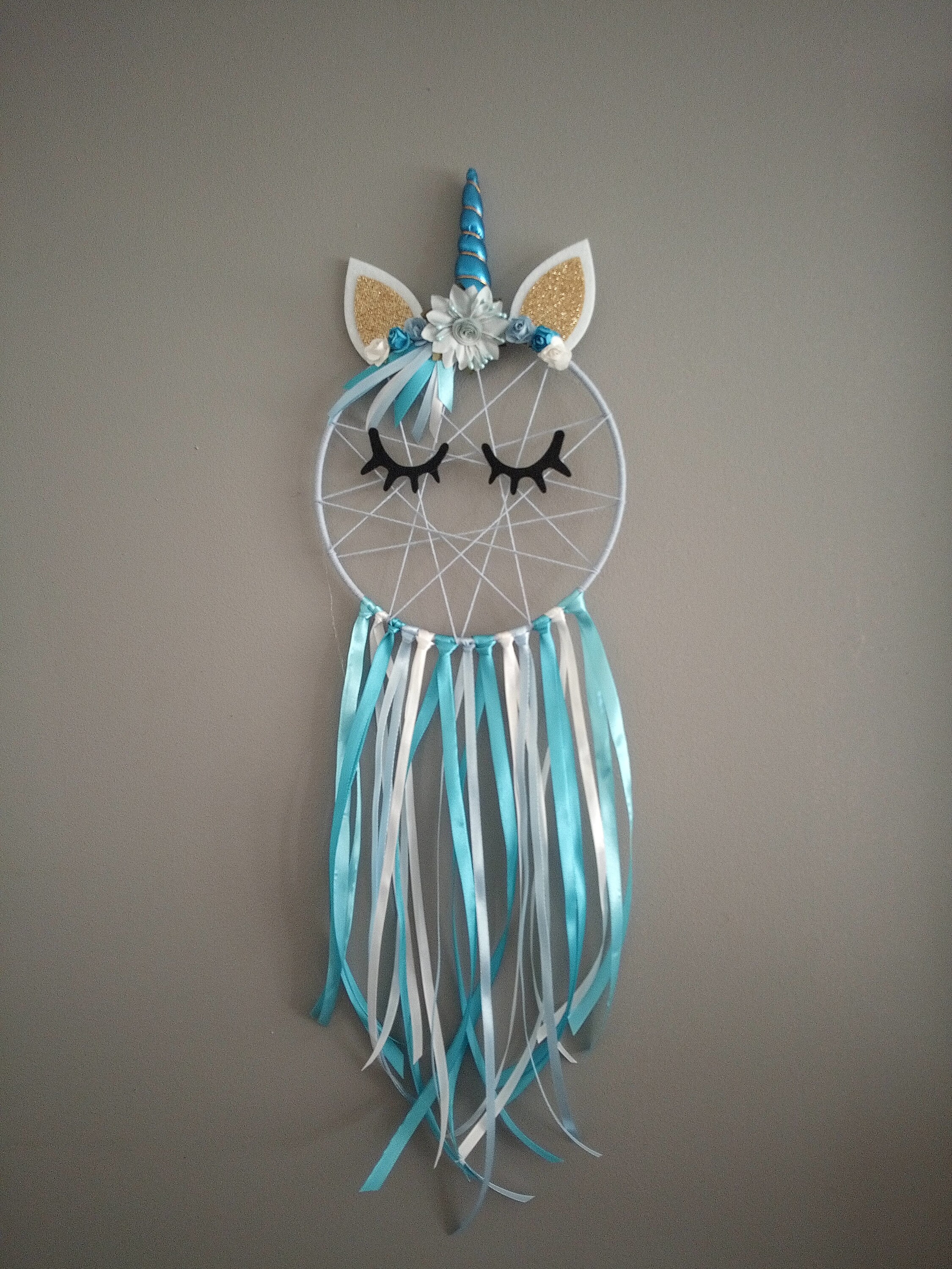Attrape Rêve, Dreamcatcher, Licorne Bleu Enfant à Personnaliser
