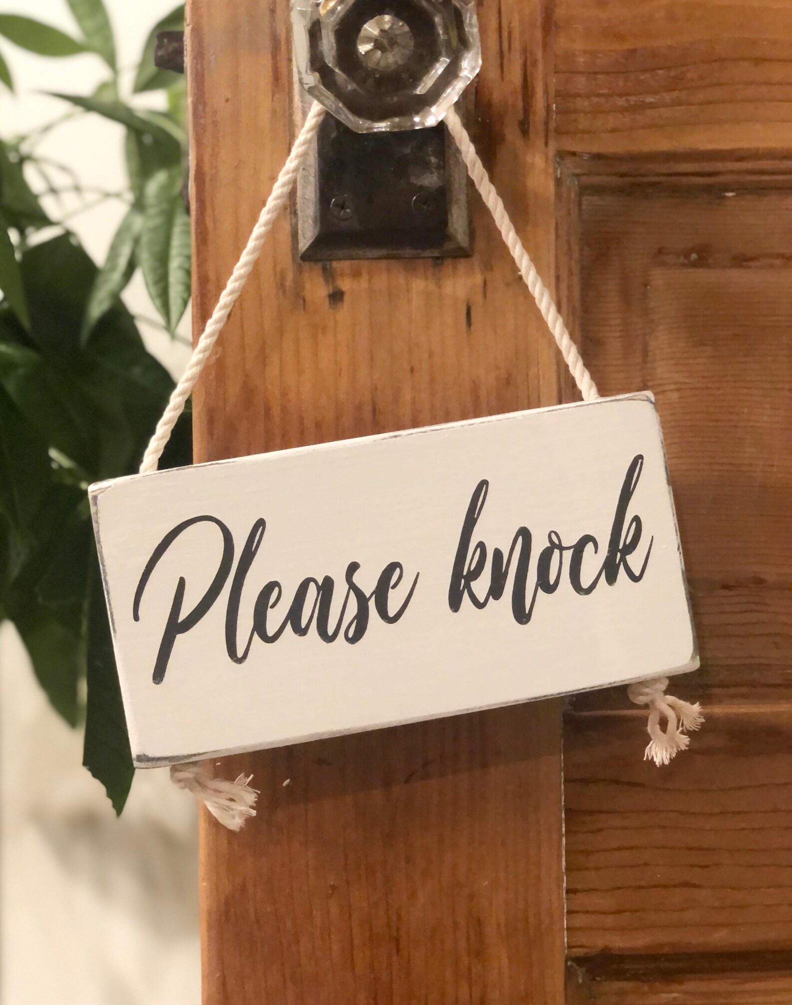 Please knock door hanger front door sign do not disturb sign | Etsy