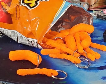 3D Printed Cheese Puff Snacks Inspired Keychains Textured Wacky Keychain Foodie