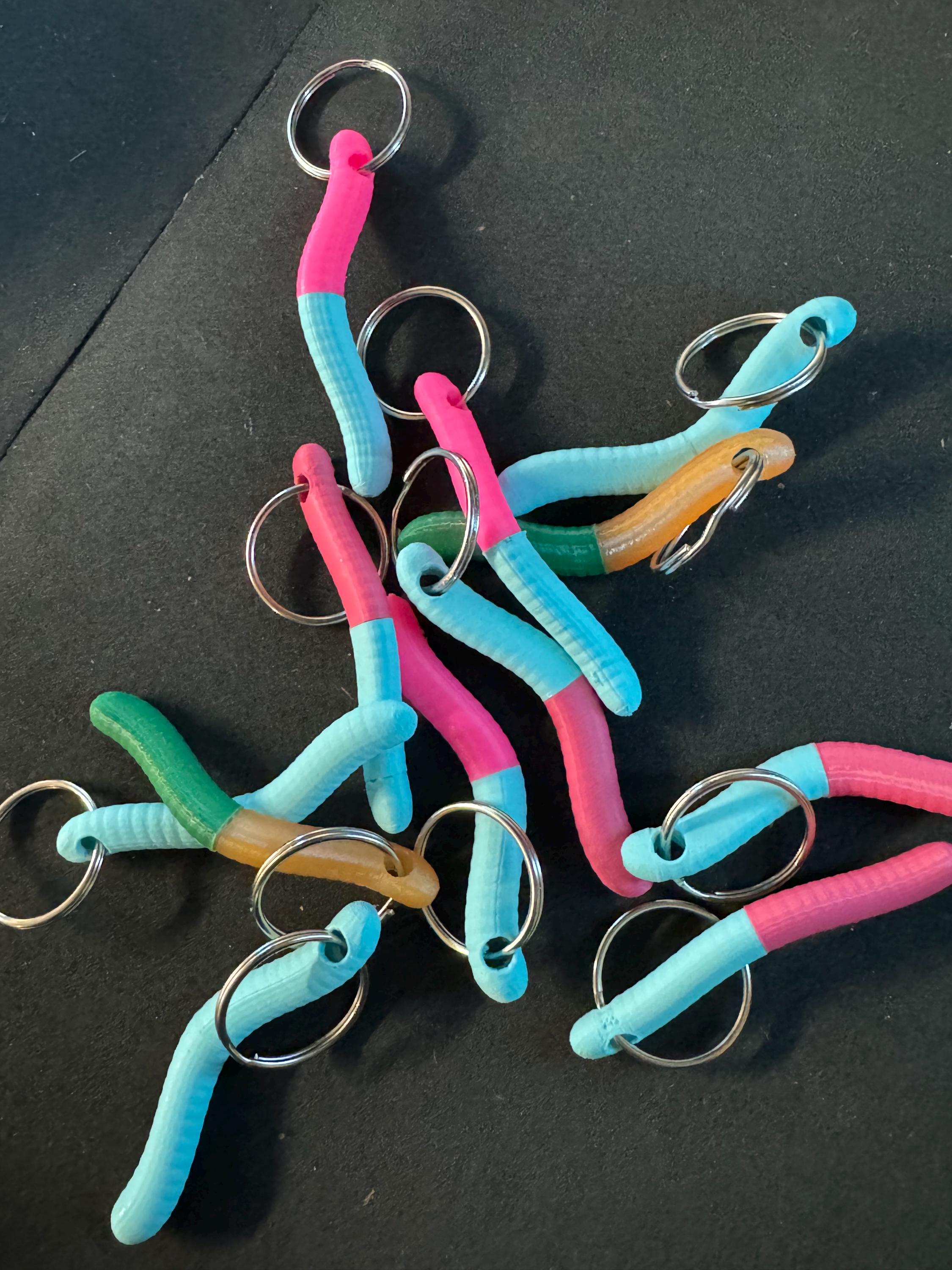 3D Printed Gummy Worm Inspired Keychains Wacky Keychain Foodie Candy - Etsy
