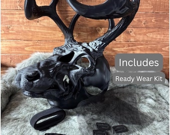 Spirit Deer mask  | Customizable | fursuit | Cosplay Accessory | Fursona | Furry | deer Fursuit | deer | forest | monster | cryptid | N0yra