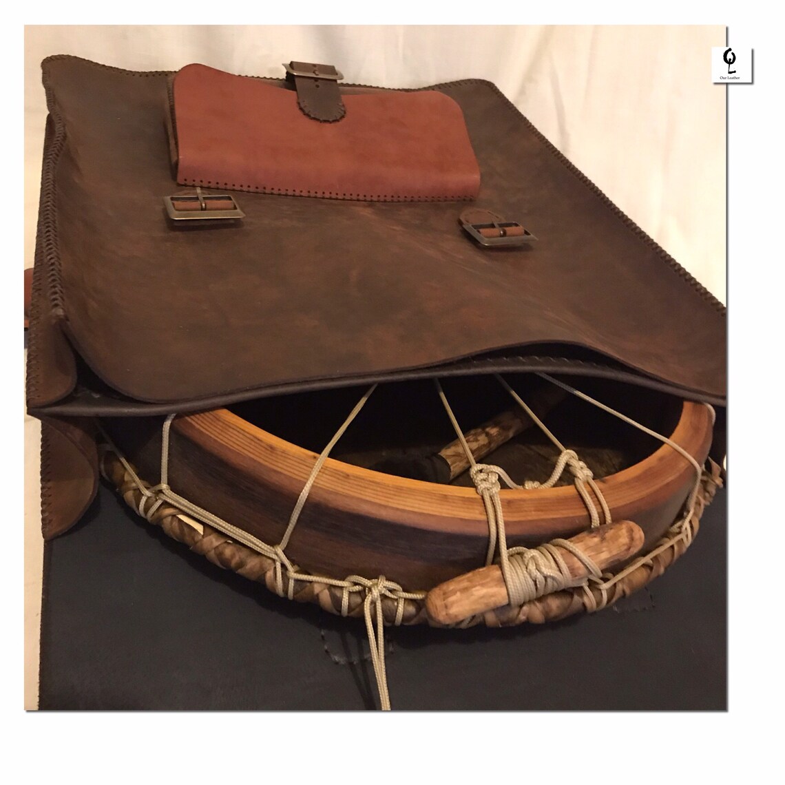 Leather DRUM bag Protective Case for Shamanic Drum Mythology Etsy