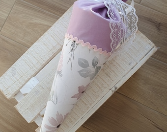 Schultüte Zuckertüte Schulanfang 35cm Geschenk Geschwister klein Bezug Husse Blumen