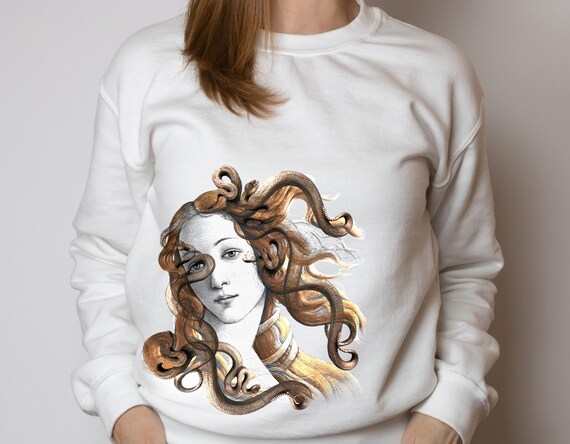 Venus Dark Academia Clothing Medusa Goddess, Female Deity Book Lover  Sweatshirt Philosophy Librarian Literature Shirt Literary Poet Shirt 