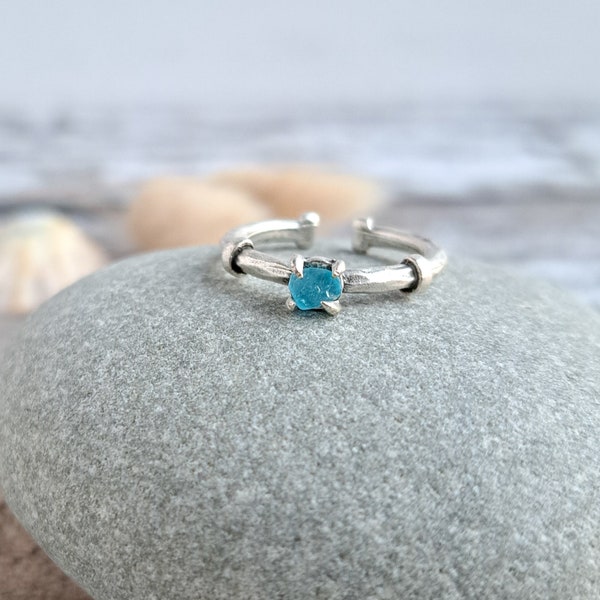 Very rare sea glass jewellery, silver ring, blue sea glass ring, adjustable ring, handmade jewelry, Seaham sea glass, unique gift for women