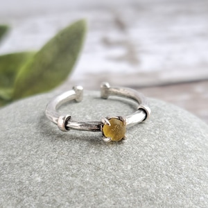 Adjustable Sea Glass Ring: Handmade Silver Plated Brass, Seaham Jewelry