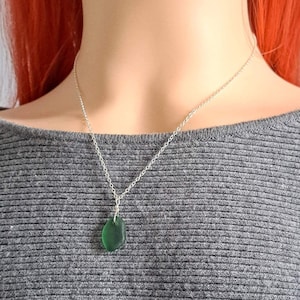Handmade Necklace, Sea Glass Pendant, Teal Sea Glass Necklace with Silver Plated Chain