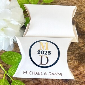 Wedding Pillow Boxes – Customised Favour Box with Names & year of wedding