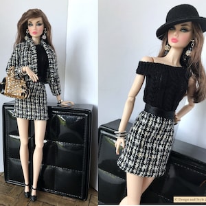 Poppy Parker Doll Designer Outfit, Integrity Toys Classy Doll ensemble, Modern Doll Couture, Quality doll fashion, High-end Doll Outfit