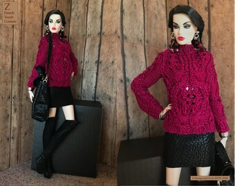 Integrity Toys doll Knitted Sweater, Fashion Royalty modern doll outfit, quality doll fashion, classy doll clothes, custom doll couture
