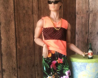 Integrity Male Doll Summer Outfit, HOMME Doll Clothing, Beach Fashion for IT Monarch Doll, Boy fashion doll clothes, FR Male Doll Fashion