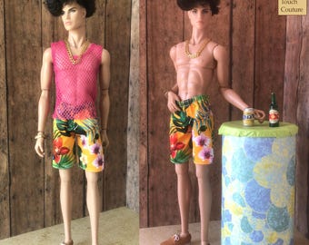Beach Fashion for IT Monarch Doll, HOMME Doll Clothing, Integrity Male Doll Summer Outfit, Boy fashion doll clothes, FR Male Doll Fashion