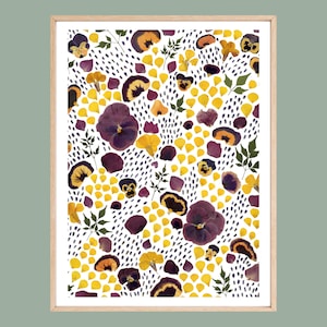 Póster Impresión artística Flores prensadas Sparkling Herbarium A4