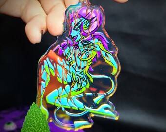 Hex 3.5" Crystal Acrylic Rainbow Bag Charm Keychain