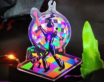 Disco Inferno 3" holo acryl tashanger sleutelhanger