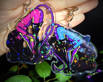 Lucille 3.5" Crystal Acrylic Holo Double-Sided Bag Charm Keychain