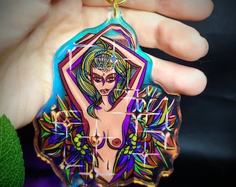 Vegas Vixen 3.5" Crystal Rainbow Acrylic Bag Charm Keychain