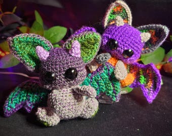 Patches and Lizzy - Wee 4 x 6" Crochet Bat Familiars