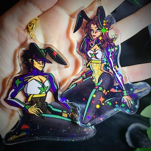 Bunny Husband + Bunny Wife Crystal Acrylic Holo Bag Charm Keychain