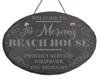 Personalized Slate Beach House Sign | Custom Welcome Decor