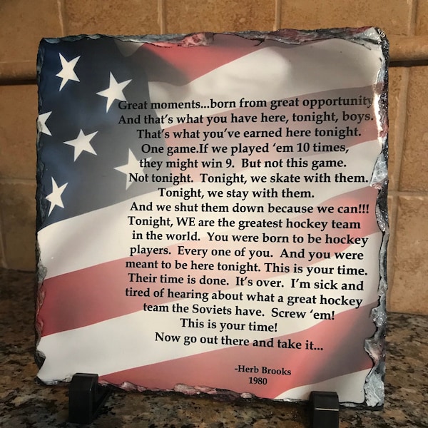 Miracle On Ice Herb Brooks Pre Game Speech | 1980 U.S.A. | Olympic Hockey Quote | Photo Slate | Hockey Player Gift | Athlete Gift