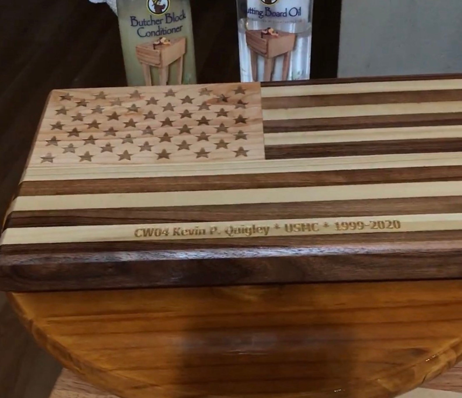 Custom Made American Flag Cutting Board 100 All Natural Etsy