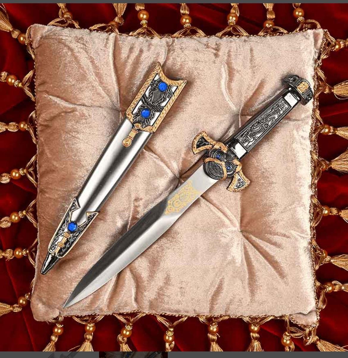 Personalized Jeweled Medieval Dagger | Laser Engraved Jeweled Medieval Dagger | Gift for Him Husband Boyfriend Engraved | Gift for Her WIfe