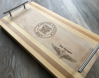 Dual Purpose Cutting Board with Handles | Kitchen Decor | Wood Cheese Board | Wood Serving Tray with Handles | New Home