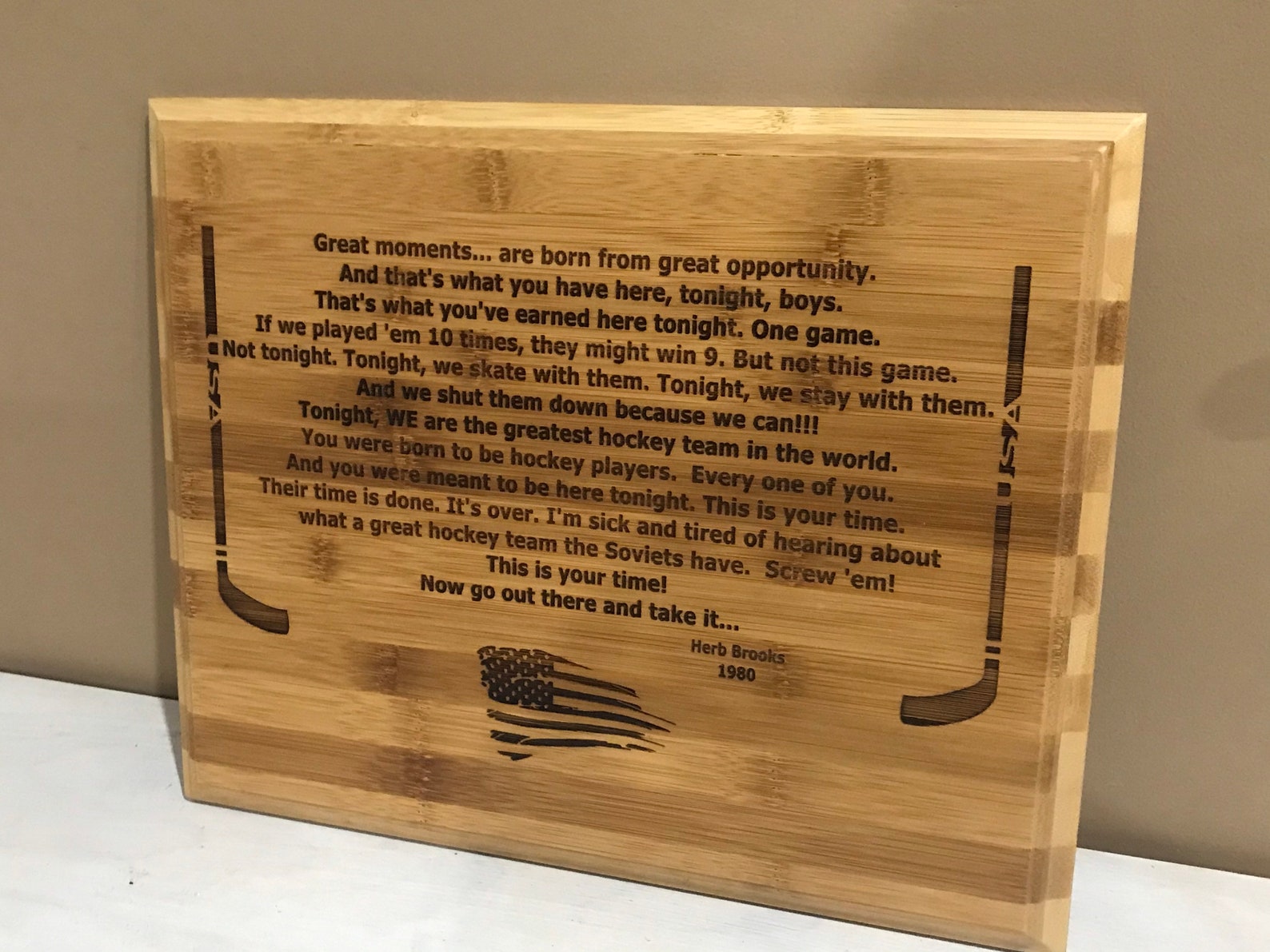 Miracle on Ice Herb Brooks Pre Game Speech Plaque 1980 Etsy