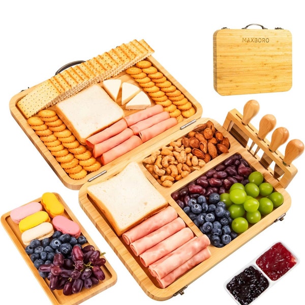 Travel Charcuterie Board Set – Custom Engraved Cheese Board Set for Entertaining and Gifting - Portable Charcuterie Set Personalized