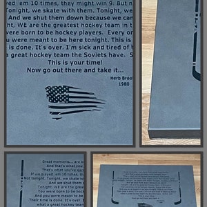 Miracle on Ice Plaque – 1980 USA Hockey Victory Wall Art, Engraved Herb Brooks History