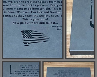 Miracle on Ice Plaque – 1980 USA Hockey Victory Wall Art, Engraved Herb Brooks History