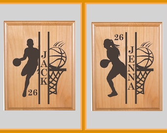 Basketball Player’s Personalized 8"x10" Alder Wood Plaque - Custom Gift for the Ultimate Player or Coach - Unique Basketball Gift