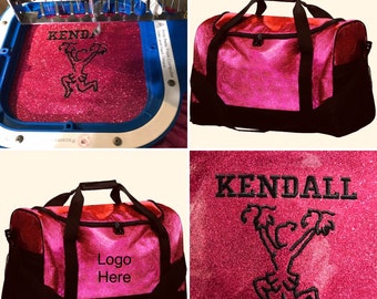 Personalized Gymnastics Duffle Bag, Personalized Embroidered Name, Custom Gymnastics Logo, Competition Dance Bag