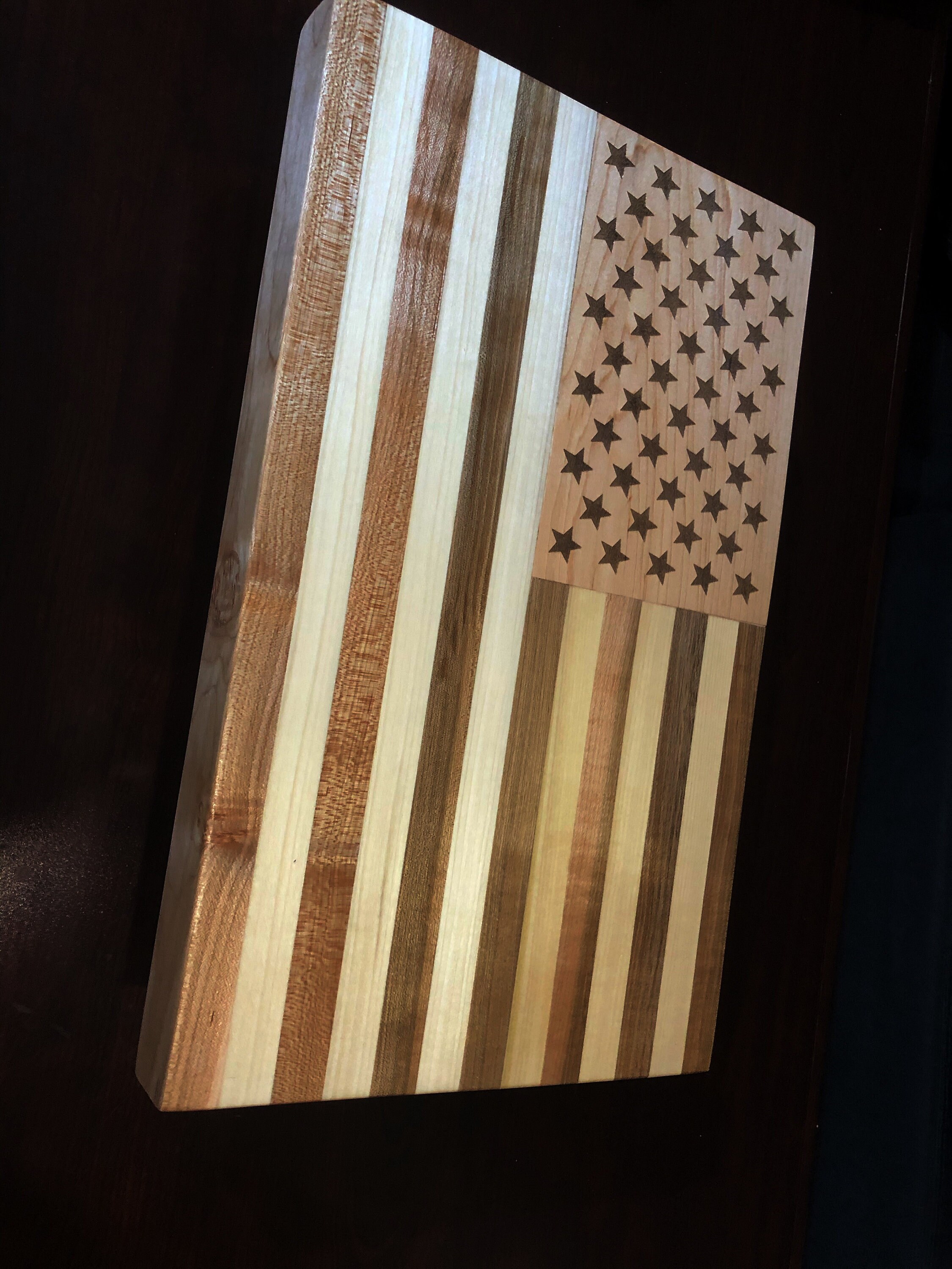 Custom Made American Flag Cutting Board 100 All Natural Etsy