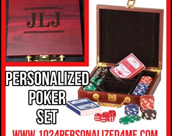 Personalized Poker Set, Traveling Casino Poker Game, Bachelor Party Gift, Groomsmen Gift Poker Chip Set 100 Chips