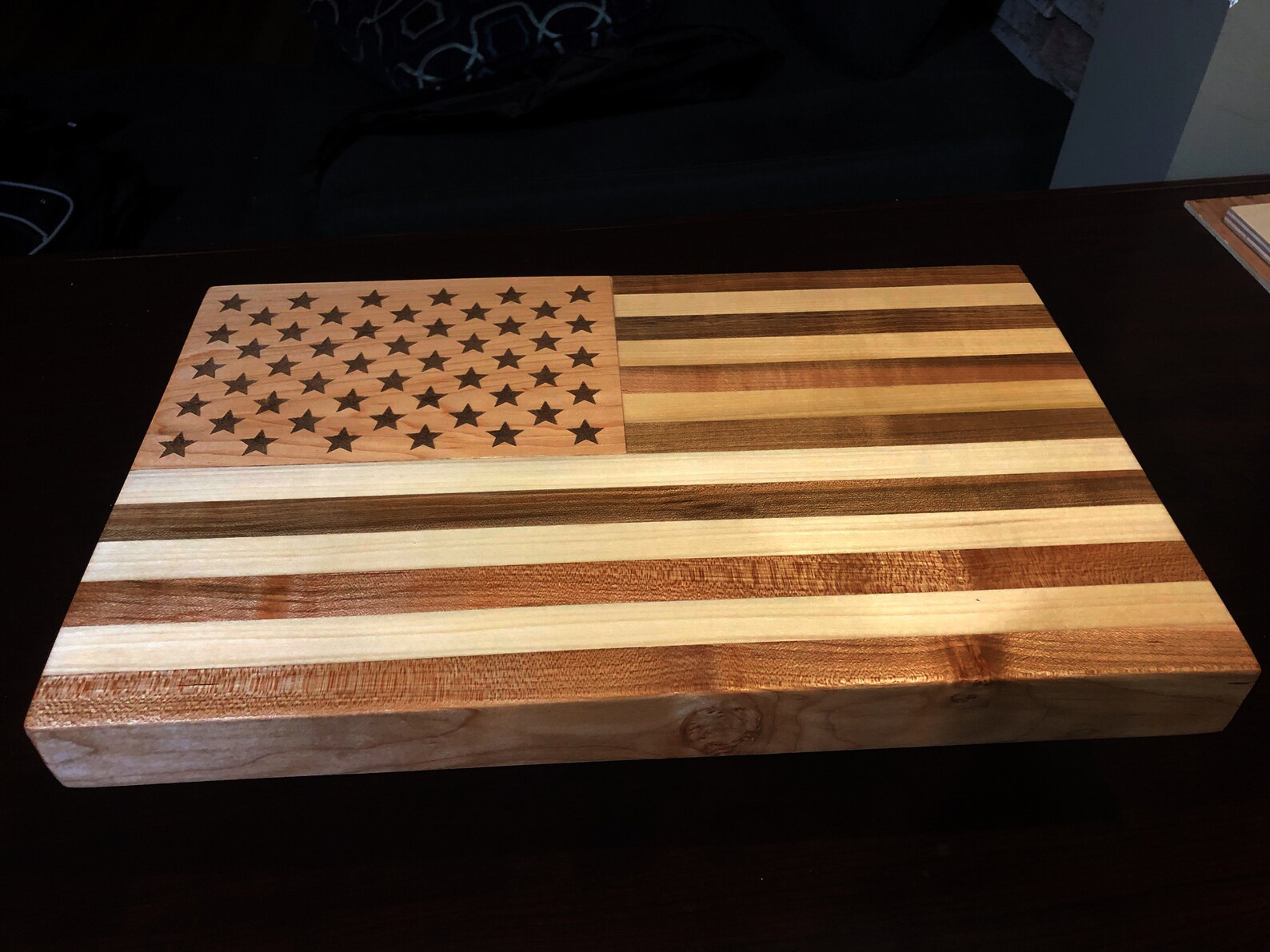 Custom Made American Flag Cutting Board 100 All Natural Etsy