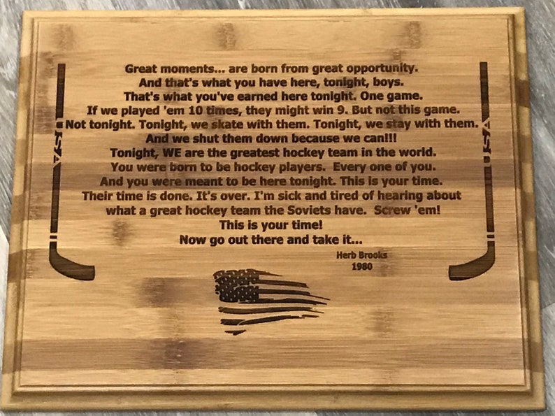 Miracle on Ice Herb Brooks Pre Game Speech Plaque 1980 Etsy