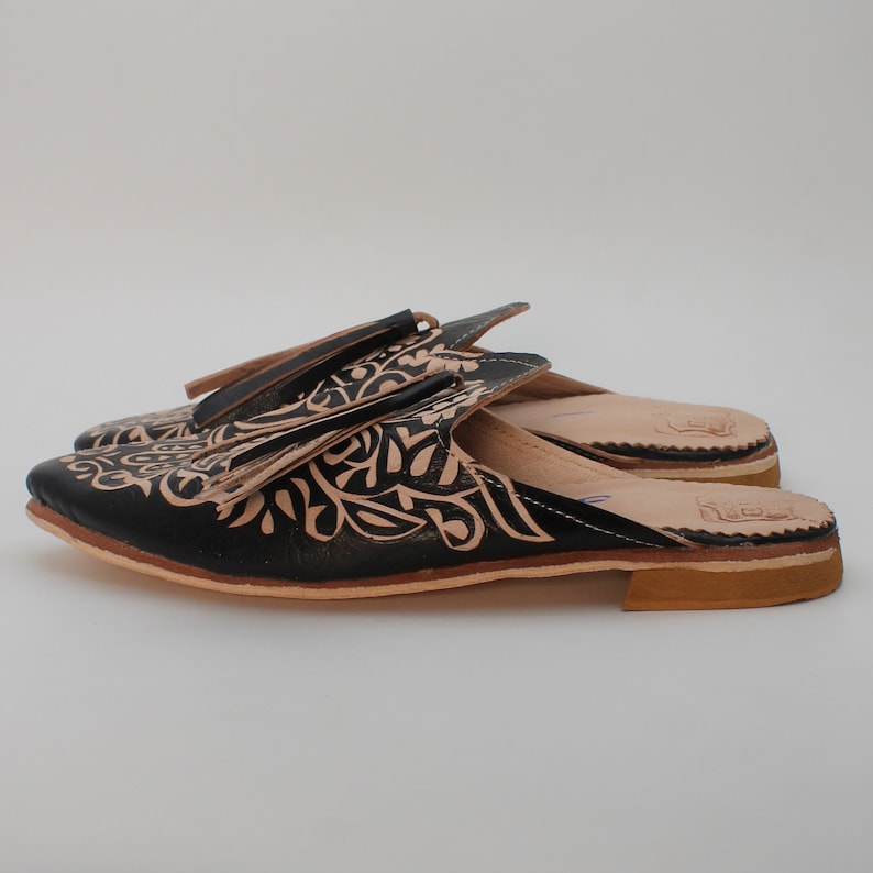 Handmade leather mule slippers for women moroccan womens Etsy