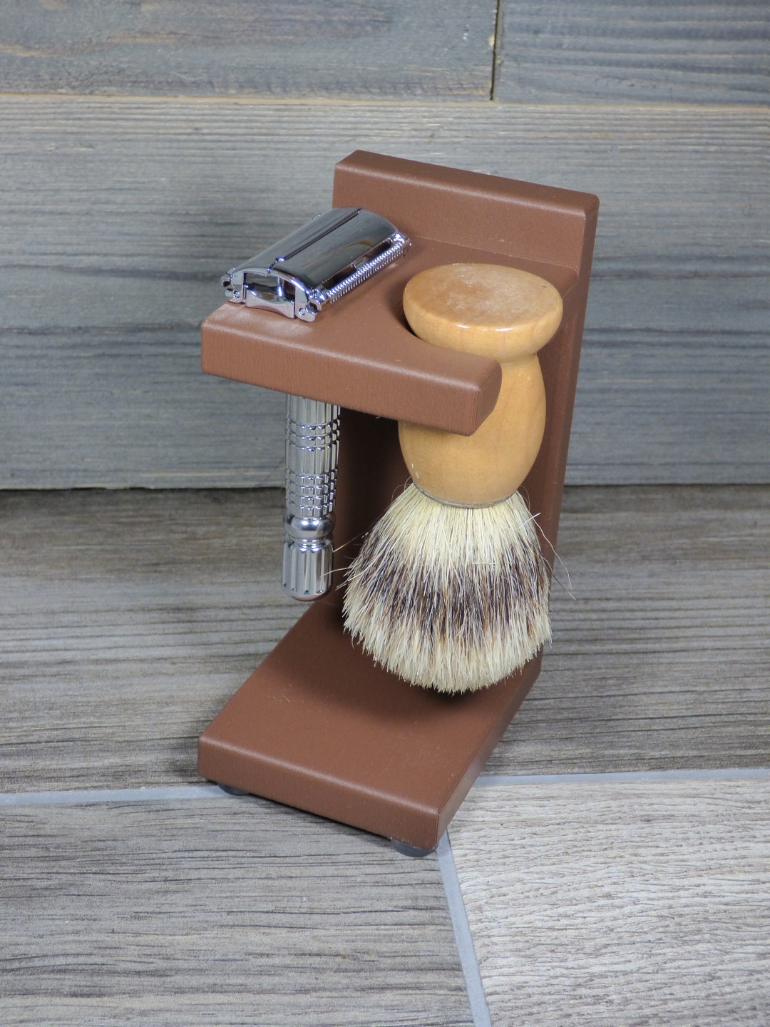 3D Printed Wood Shave Stand: Razor & Brush Organizer - Etsy