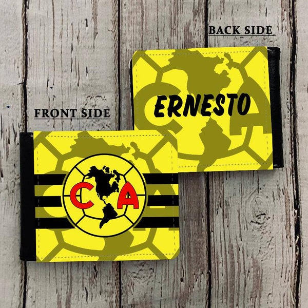 Custom Men Wallet Club America. Personalized Wallet. Pu Leather Wallet. Custom With Your Name.Gift For Him. Cartera Aguilas Del America