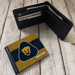 Cartera Personalizada Hombre Cartera Personalizada Pumas UNAM. Cartera de regalo. Cartera de piel sintética. Personalizado con tu nombre. Regalo para él. Cartera Pumas
