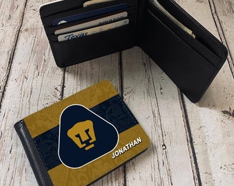 Custom Men Wallet Pumas UNAM Personalized Wallet. Gift Wallet. Pu Leather Wallet. Custom With Your Name.Gift For Him. Pumas Wallet