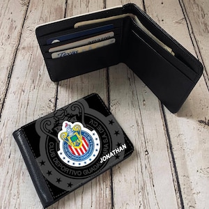 Cartera personalizada para hombre Chivas de Guadalajara. Cartera personalizada. Cartera de regalo. Cartera de piel sintética. Personalizada con tu nombre. Regalo para él. Chivas.