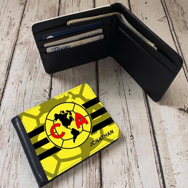 Custom Men Wallet Club America. Personalized Wallet. Gift Wallet. Pu Leather Wallet. Custom With Your Name.Gift For Him. Aguilas Del America