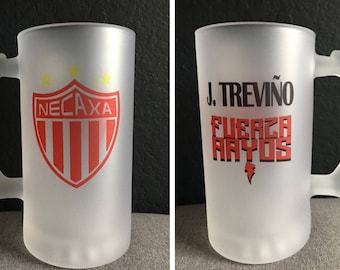 Necaxa Soccer Beer Mug, Personalized Frosted Glass