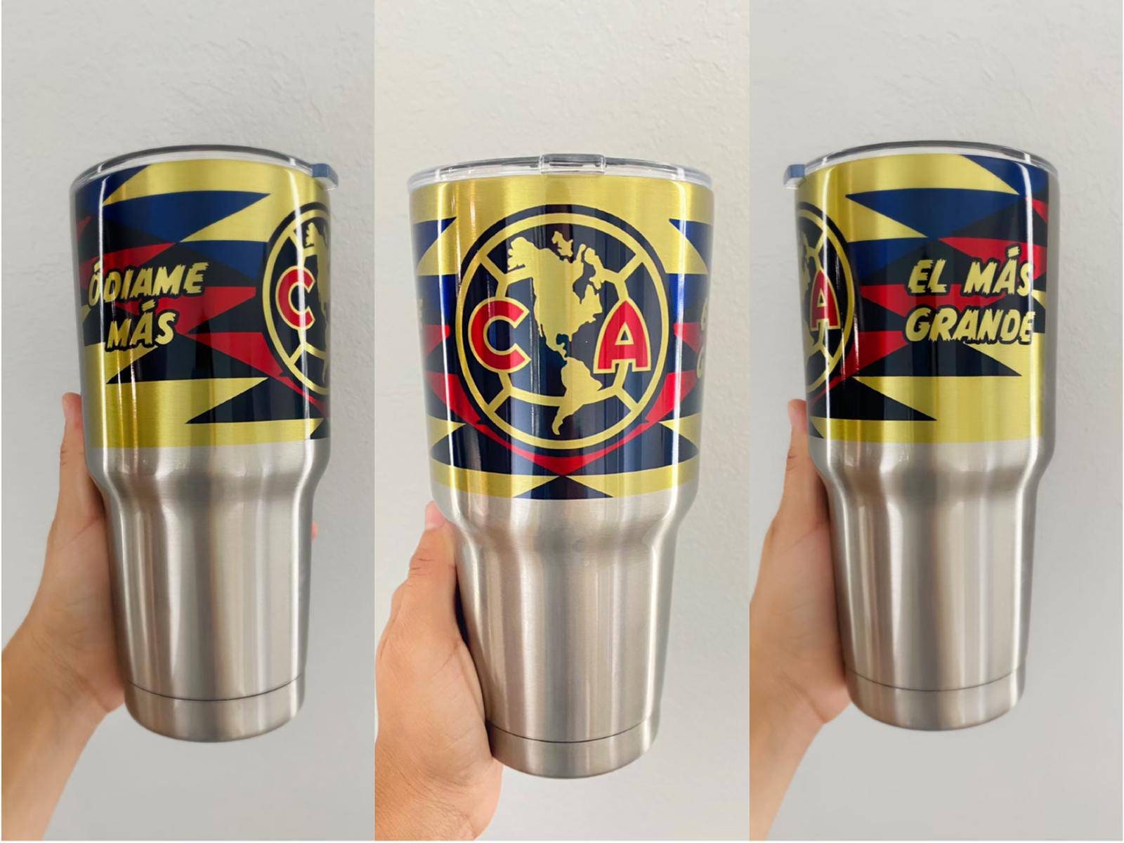 Termo Club America 30 Oz Stainless Steel Tumbler Silver and White