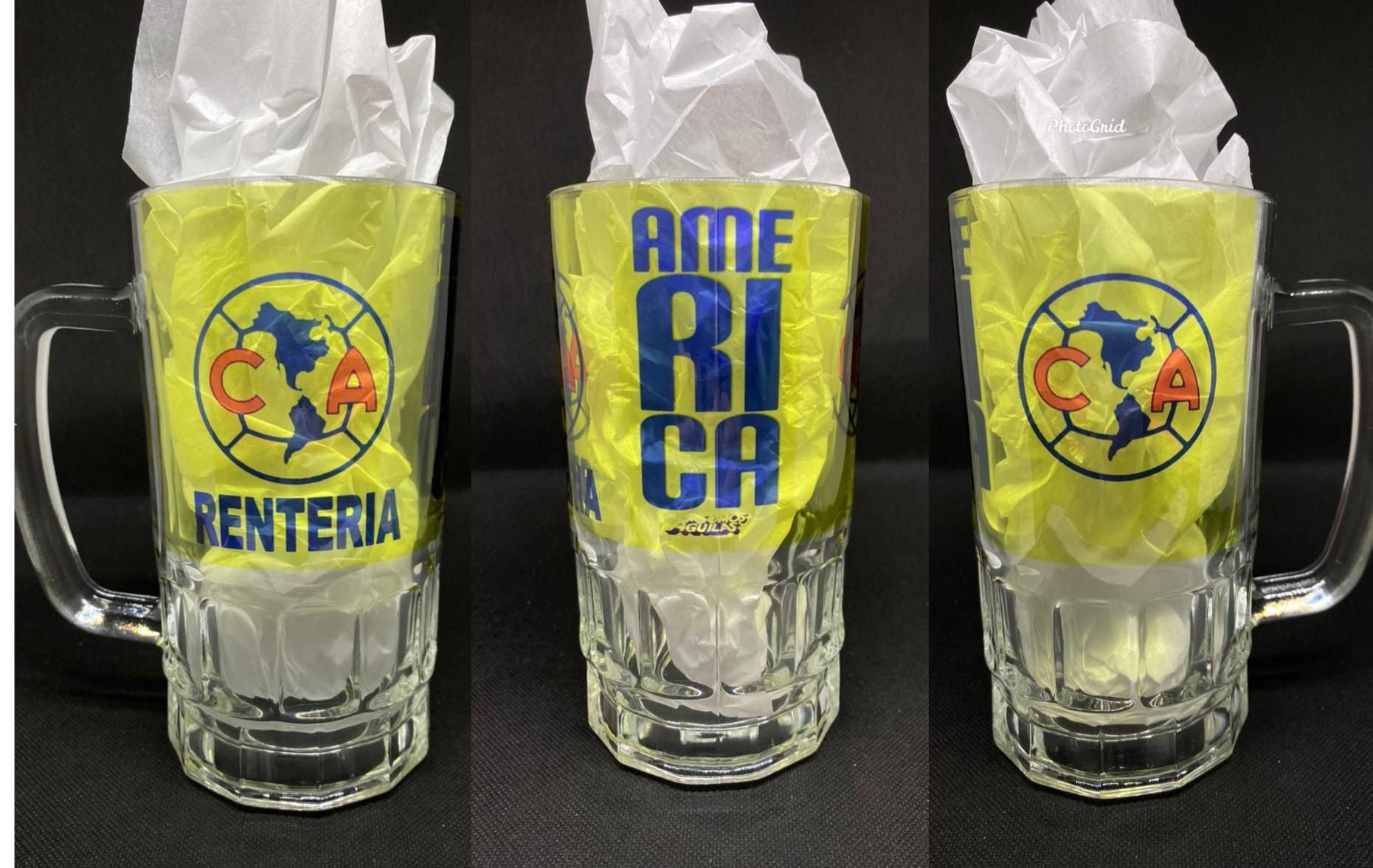 Chivas De Guadalajara 18 Oz Clear Glass Beer Mug. Tarro Cervecero