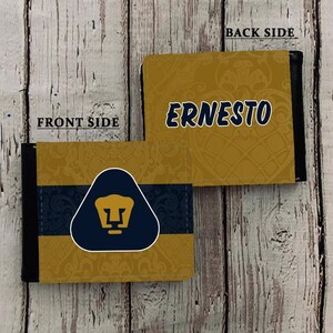 Custom Men Wallet Pumas UNAM Personalized Wallet. Gift Wallet. Pu Leather Wallet. Custom With Your Name.Gift For Him. Cartera Pumas Wallet