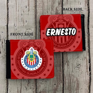 Cartera personalizada para hombre Chivas de Guadalajara. Cartera personalizada. Cartera de regalo. Cartera de piel sintética. Personalizada con tu nombre. Regalo para él. Chivas.